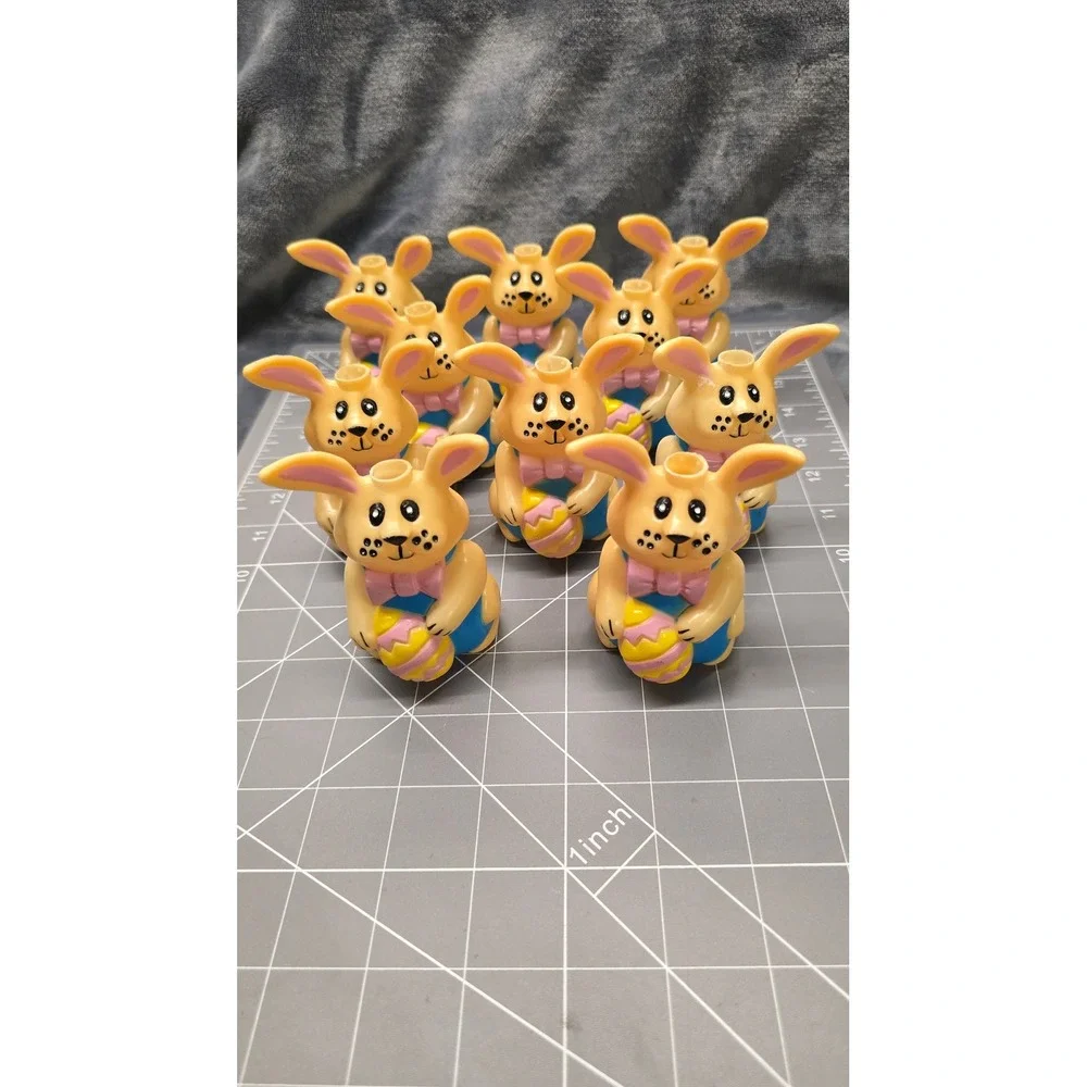 Lot of 10 Vintage Easter Bunny Blow Mold Holiday Light Covers Tan Rabbit
